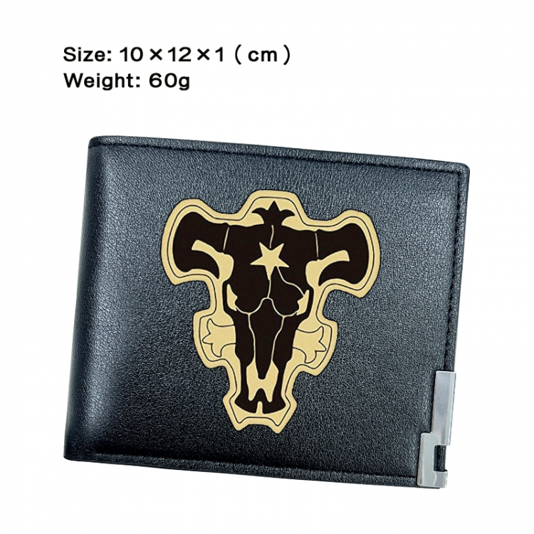 Black Clover Anime Peripheral PU Half Fold Black Leather Wallet Zero Wallet 10x12x1cm