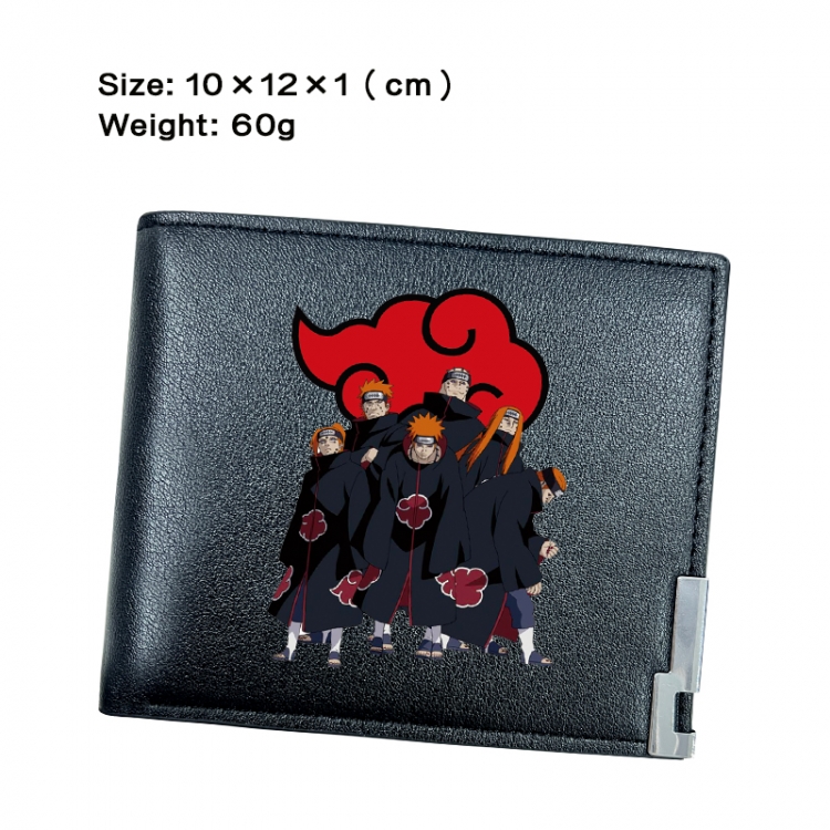 Naruto Anime Peripheral PU Half Fold Black Leather Wallet Zero Wallet 10x12x1cm