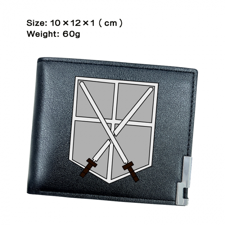 Shingeki no Kyojin Anime Peripheral PU Half Fold Black Leather Wallet Zero Wallet 10x12x1cm