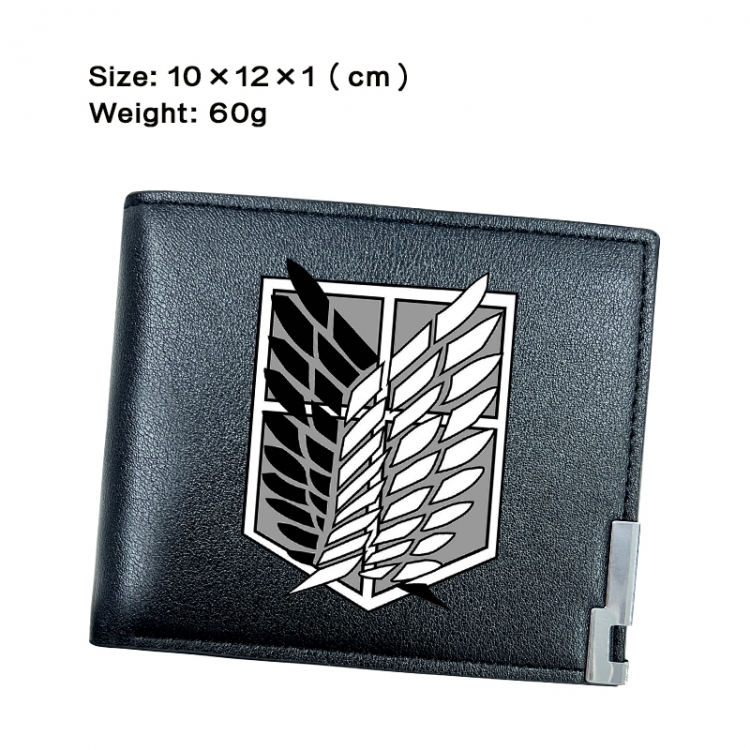 Shingeki no Kyojin Anime Peripheral PU Half Fold Black Leather Wallet Zero Wallet 10x12x1cm