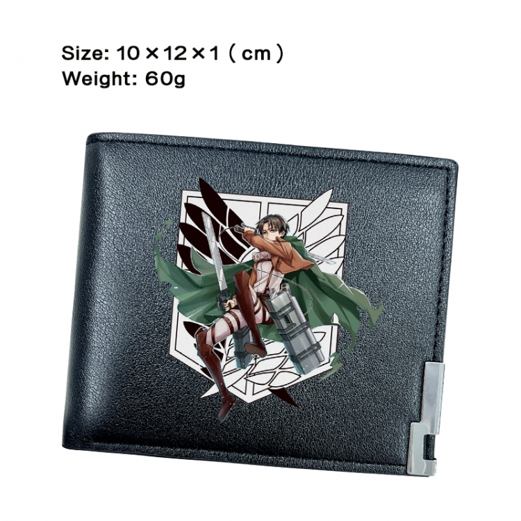 Shingeki no Kyojin Anime Peripheral PU Half Fold Black Leather Wallet Zero Wallet 10x12x1cm