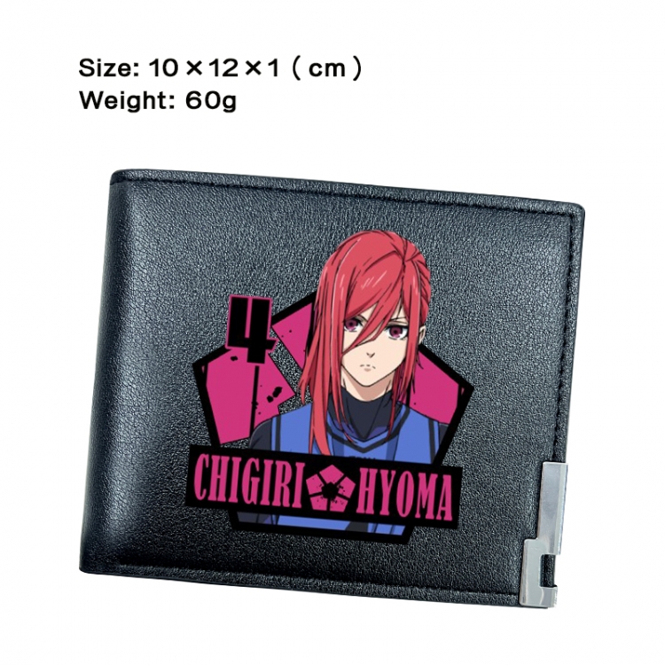 BLUE LOCK Anime Peripheral PU Half Fold Black Leather Wallet Zero Wallet 10x12x1cm