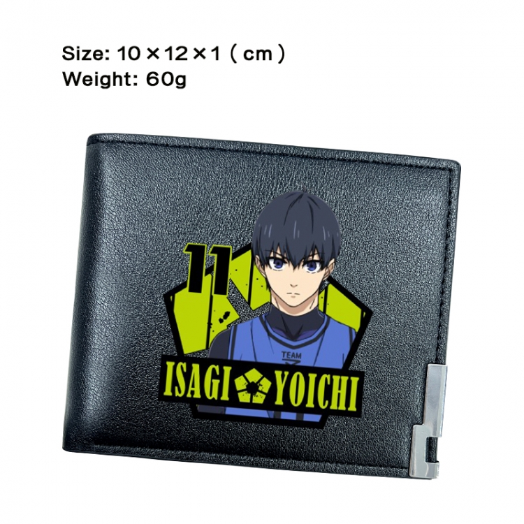 BLUE LOCK Anime Peripheral PU Half Fold Black Leather Wallet Zero Wallet 10x12x1cm