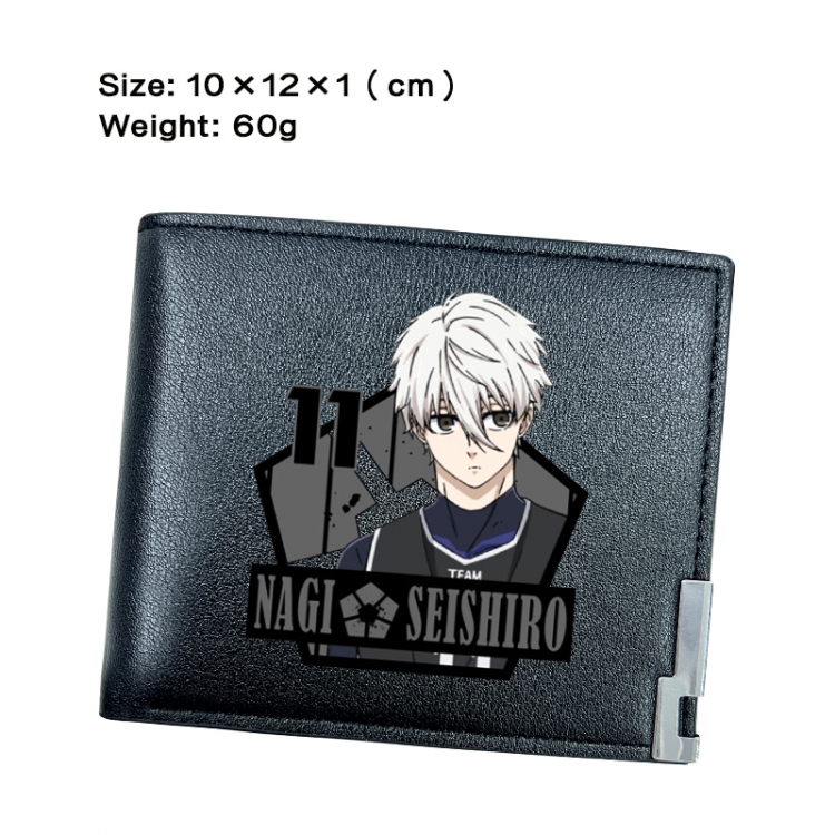 BLUE LOCK Anime Peripheral PU Half Fold Black Leather Wallet Zero Wallet 10x12x1cm