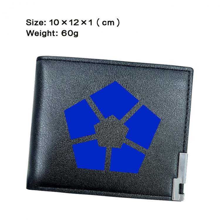 BLUE LOCK Anime Peripheral PU Half Fold Black Leather Wallet Zero Wallet 10x12x1cm