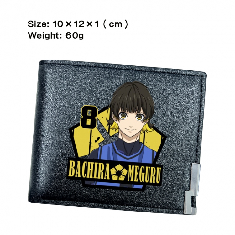 BLUE LOCK Anime Peripheral PU Half Fold Black Leather Wallet Zero Wallet 10x12x1cm