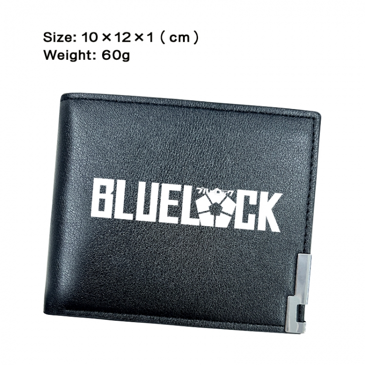 BLUE LOCK Anime Peripheral PU Half Fold Black Leather Wallet Zero Wallet 10x12x1cm