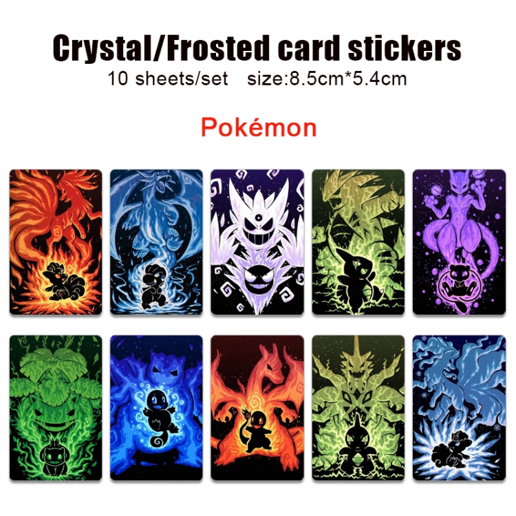 Pokemon Anime Crystal Bus Card Decorative Sticker Smooth Transparent Style a set of 10 price for 5 set