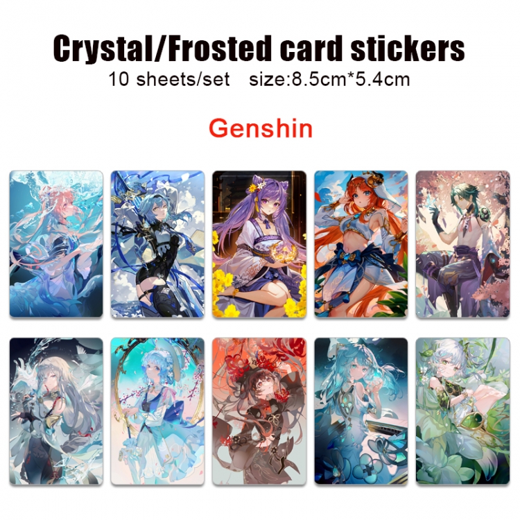 Genshin Impact Anime Crystal Bus Card Decorative Sticker Smooth Transparent Style a set of 10 price for