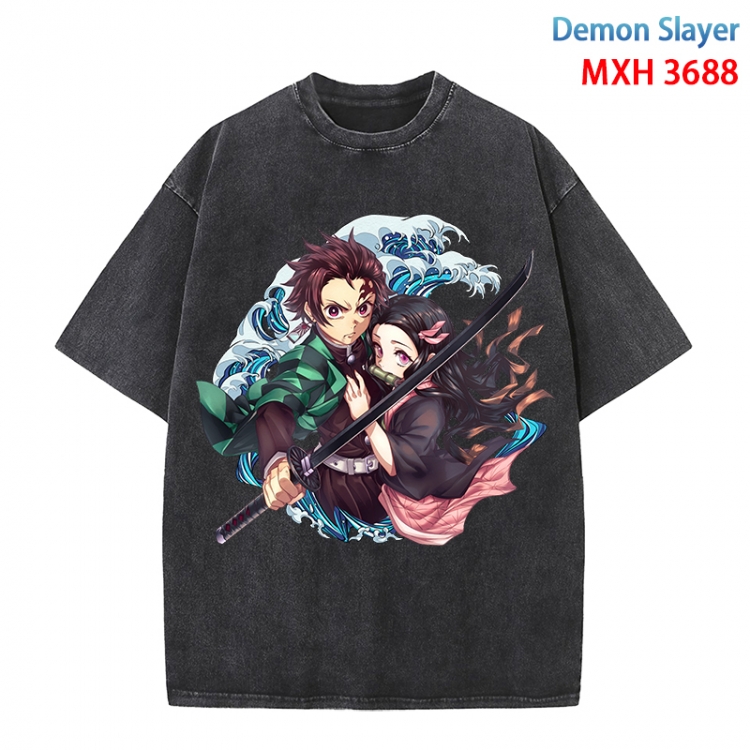 Demon Slayer Kimets Anime peripheral pure cotton washed and worn T-shirt from S to 4XL MXH-3688