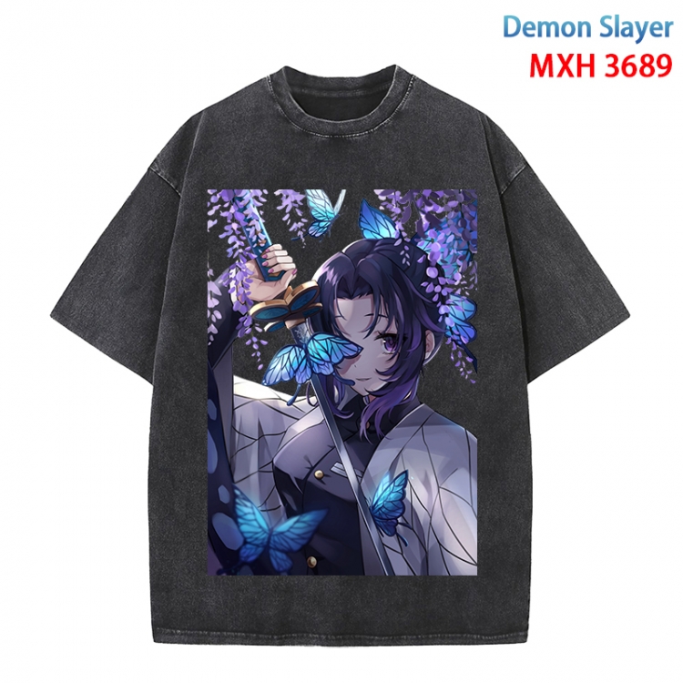 Demon Slayer Kimets Anime peripheral pure cotton washed and worn T-shirt from S to 4XL  MXH-3689