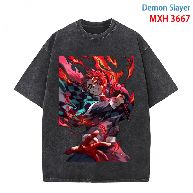 Demon Slayer Kimets Anime peripheral pure cotton washed and worn T-shirt from S to 4XL  MXH-3667
