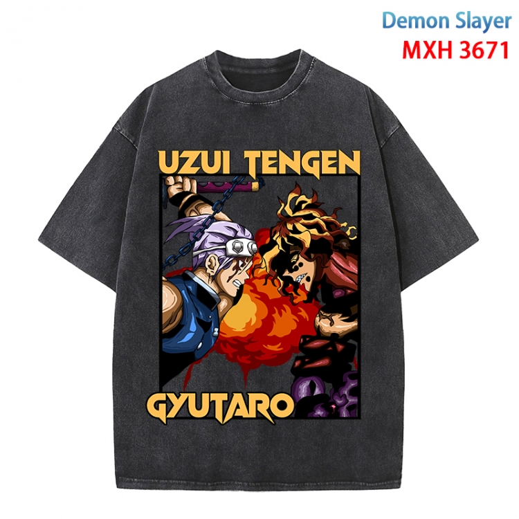 Demon Slayer Kimets Anime peripheral pure cotton washed and worn T-shirt from S to 4XL  MXH-3671