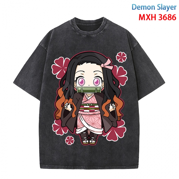Demon Slayer Kimets Anime peripheral pure cotton washed and worn T-shirt from S to 4XL MXH-3686