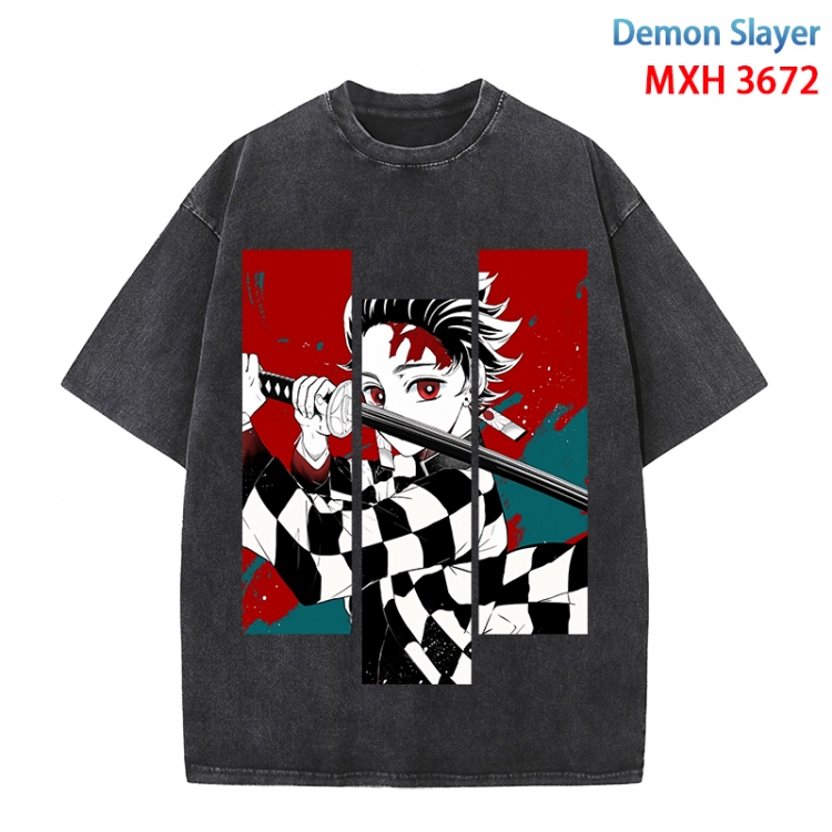 Demon Slayer Kimets Anime peripheral pure cotton washed and worn T-shirt from S to 4XL  MXH-3672