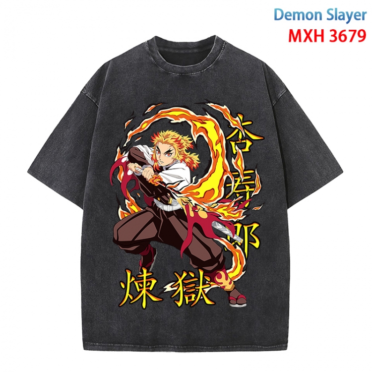 Demon Slayer Kimets Anime peripheral pure cotton washed and worn T-shirt from S to 4XL  MXH-3679