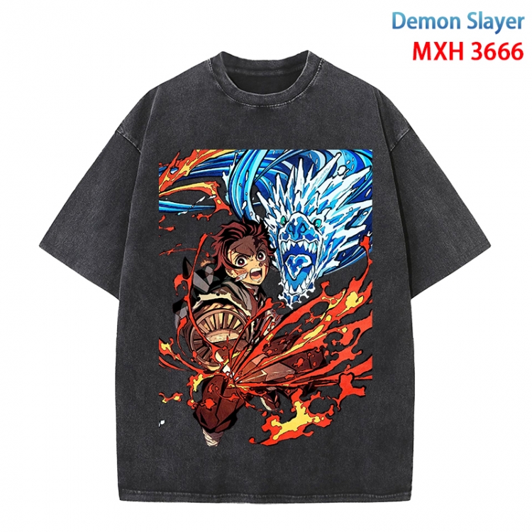 Demon Slayer Kimets Anime peripheral pure cotton washed and worn T-shirt from S to 4XL MXH-3666