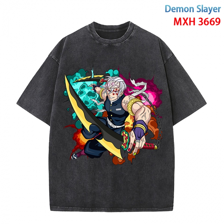 Demon Slayer Kimets Anime peripheral pure cotton washed and worn T-shirt from S to 4XL MXH-3669