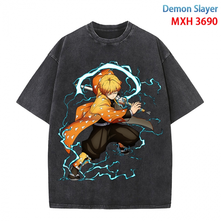Demon Slayer Kimets Anime peripheral pure cotton washed and worn T-shirt from S to 4XL  MXH-3690