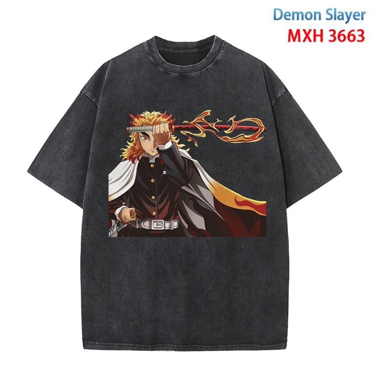 Demon Slayer Kimets Anime peripheral pure cotton washed and worn T-shirt from S to 4XL MXH-3663