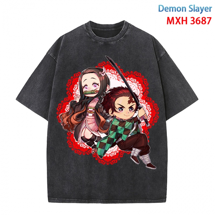 Demon Slayer Kimets Anime peripheral pure cotton washed and worn T-shirt from S to 4XL MXH-3687