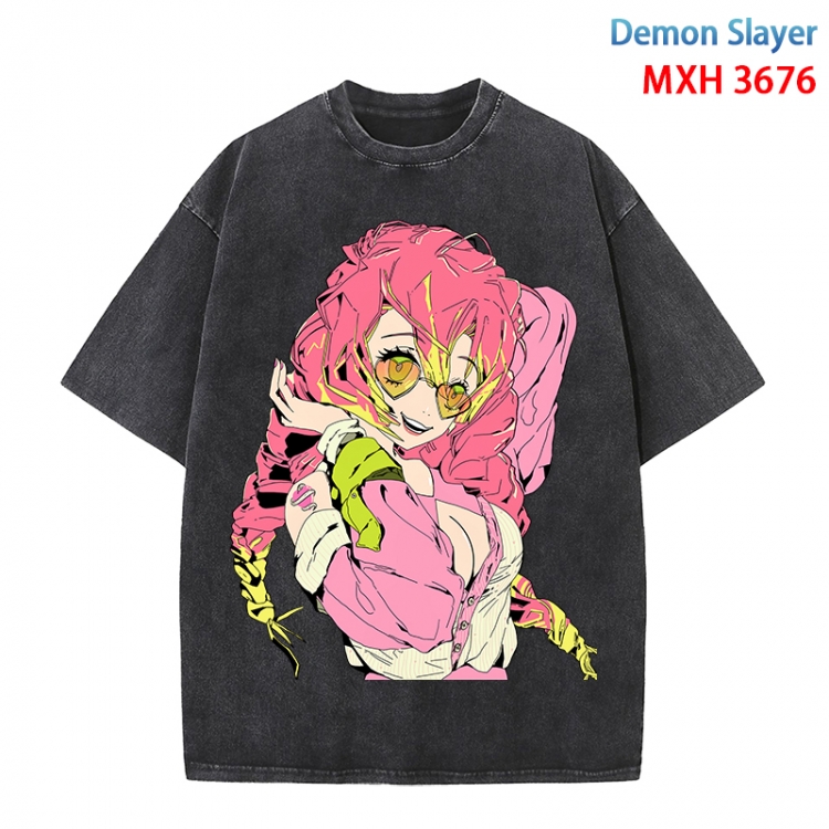 Demon Slayer Kimets Anime peripheral pure cotton washed and worn T-shirt from S to 4XL  MXH-3676