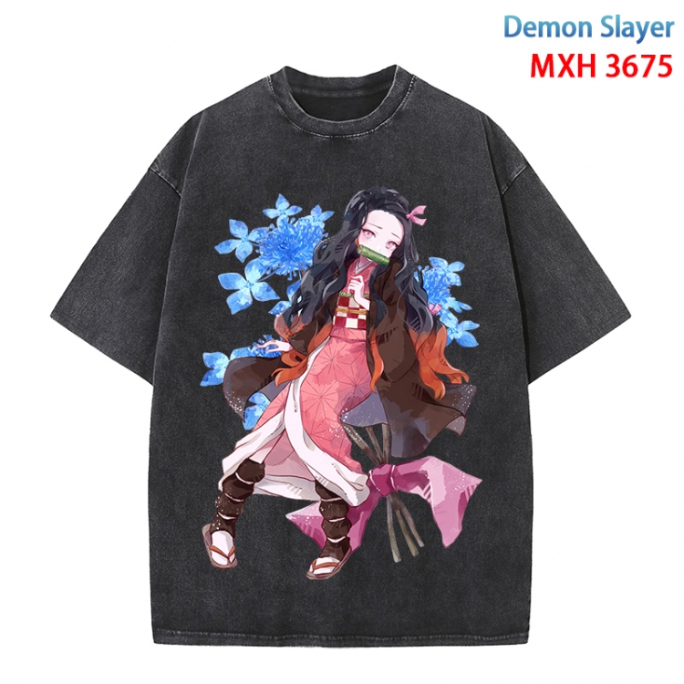 Demon Slayer Kimets Anime peripheral pure cotton washed and worn T-shirt from S to 4XL MXH-3675