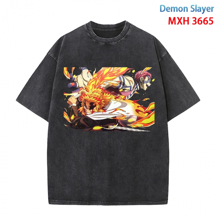 Demon Slayer Kimets Anime peripheral pure cotton washed and worn T-shirt from S to 4XL MXH-3665