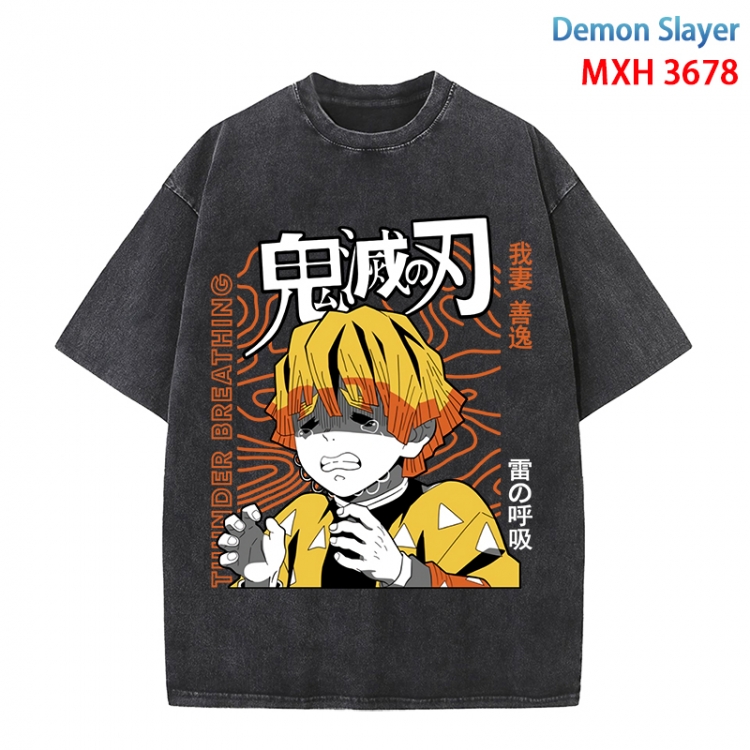 Demon Slayer Kimets Anime peripheral pure cotton washed and worn T-shirt from S to 4XL MXH-3678