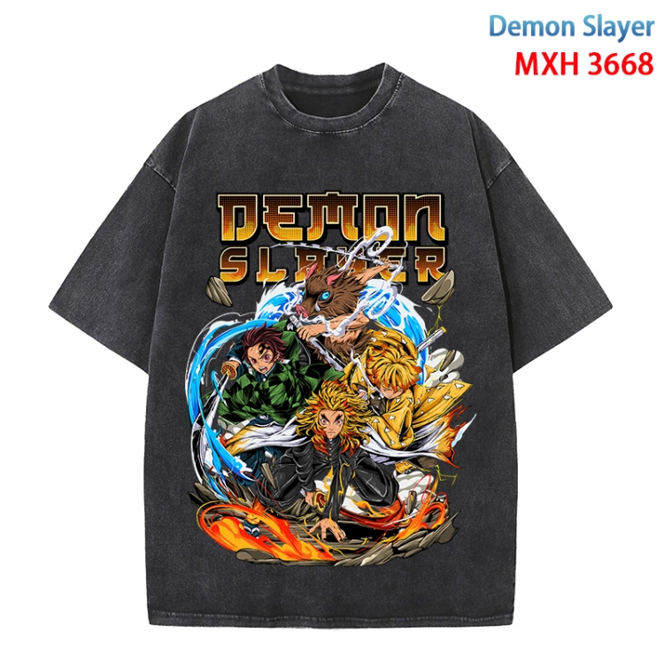 Demon Slayer Kimets Anime peripheral pure cotton washed and worn T-shirt from S to 4XL MXH-3668