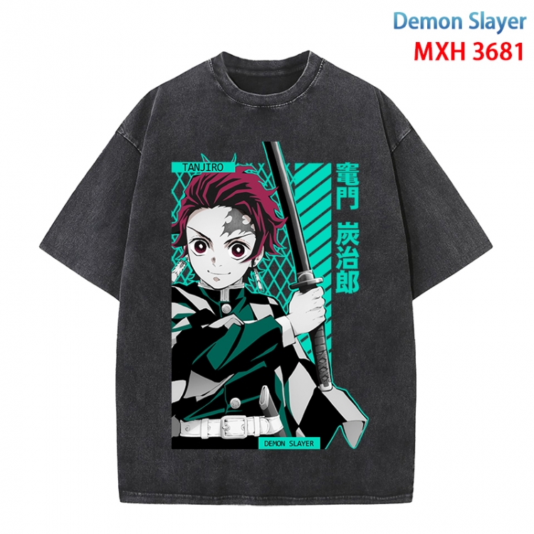 Demon Slayer Kimets Anime peripheral pure cotton washed and worn T-shirt from S to 4XL MXH-3681