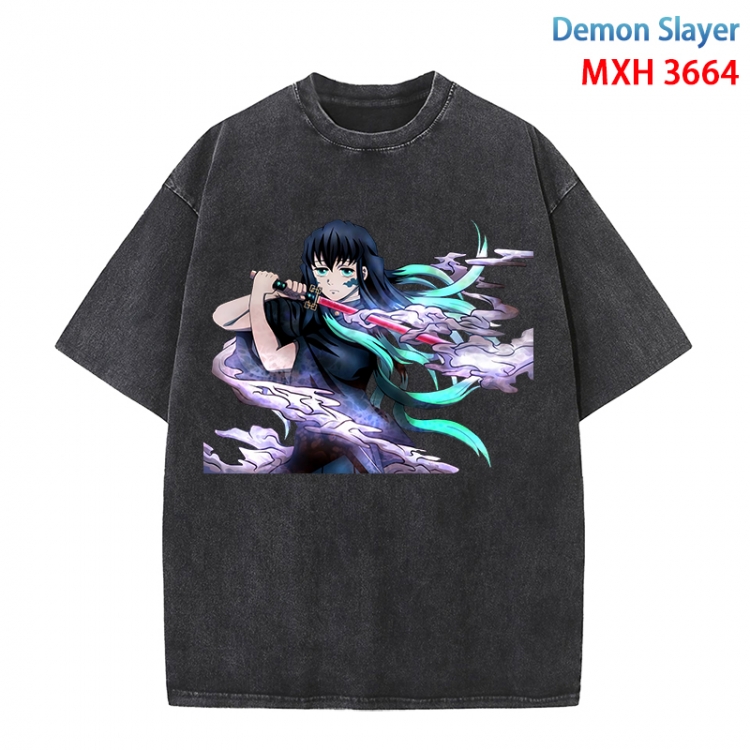 Demon Slayer Kimets Anime peripheral pure cotton washed and worn T-shirt from S to 4XL MXH-3664