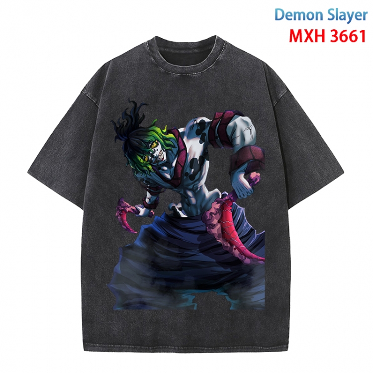 Demon Slayer Kimets Anime peripheral pure cotton washed and worn T-shirt from S to 4XL  MXH-3661