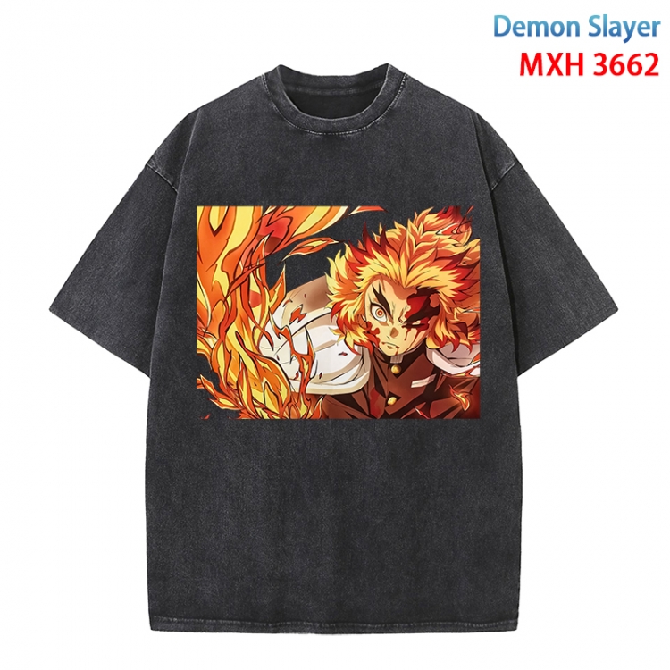 Demon Slayer Kimets Anime peripheral pure cotton washed and worn T-shirt from S to 4XL MXH-3662