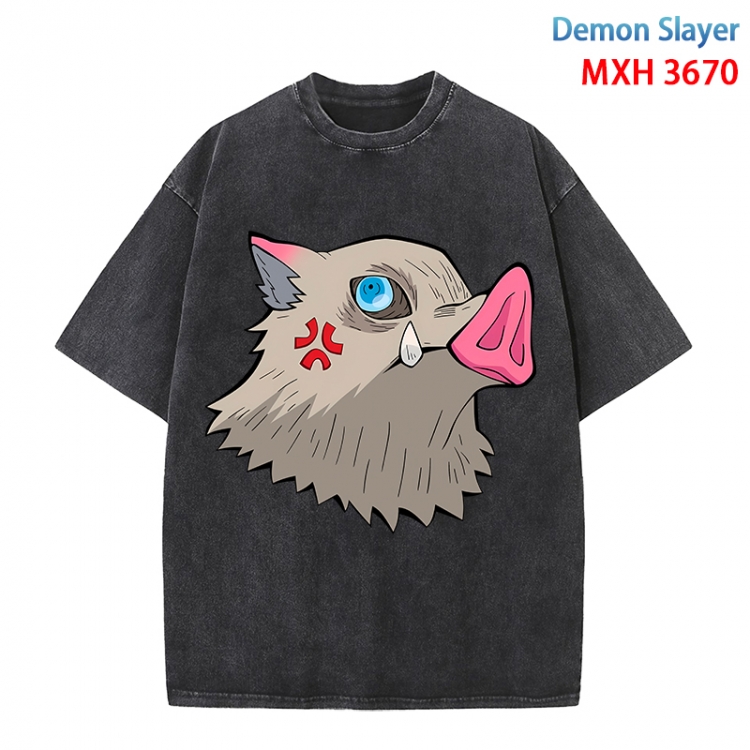 Demon Slayer Kimets Anime peripheral pure cotton washed and worn T-shirt from S to 4XL MXH-3670