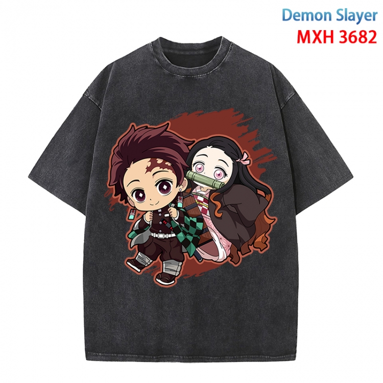 Demon Slayer Kimets Anime peripheral pure cotton washed and worn T-shirt from S to 4XL MXH-3682