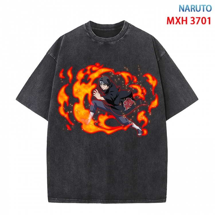 Naruto Anime peripheral pure cotton washed and worn T-shirt from S to 4XL MXH-3701