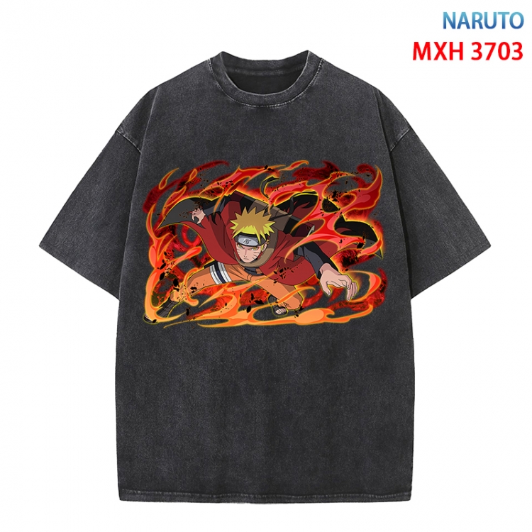 Naruto Anime peripheral pure cotton washed and worn T-shirt from S to 4XL MXH-3703