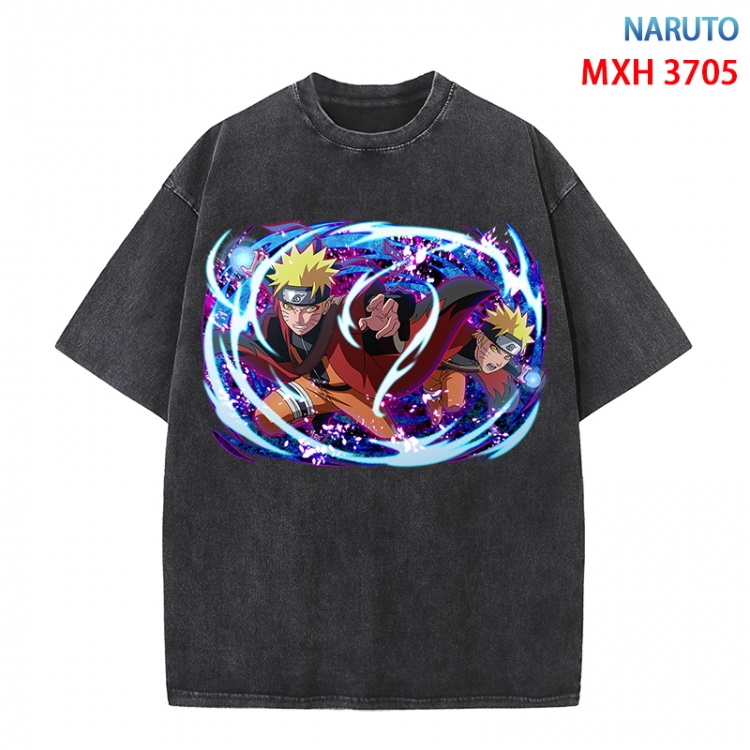 Naruto Anime peripheral pure cotton washed and worn T-shirt from S to 4XL MXH-3705