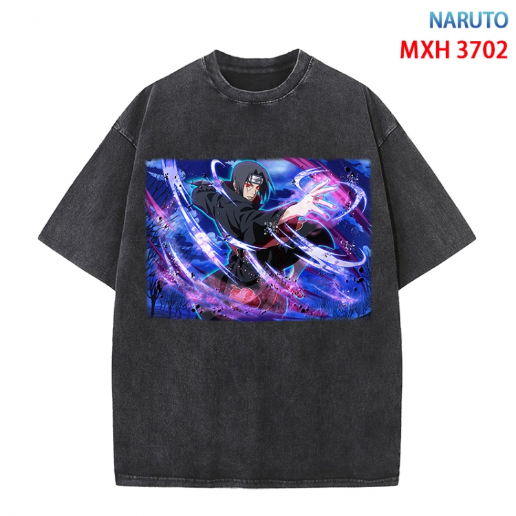Naruto Anime peripheral pure cotton washed and worn T-shirt from S to 4XL MXH-3702