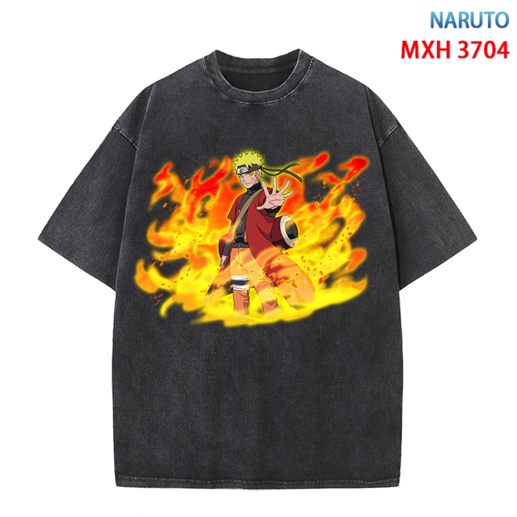 Naruto Anime peripheral pure cotton washed and worn T-shirt from S to 4XL  MXH-3704