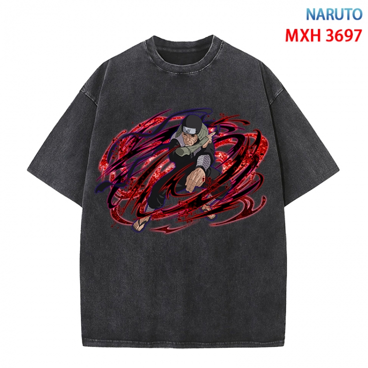 Naruto Anime peripheral pure cotton washed and worn T-shirt from S to 4XL MXH-3697