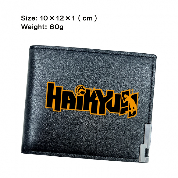 Haikyuu!! Anime Peripheral PU Half Fold Black Leather Wallet Zero Wallet 10x12x1cm