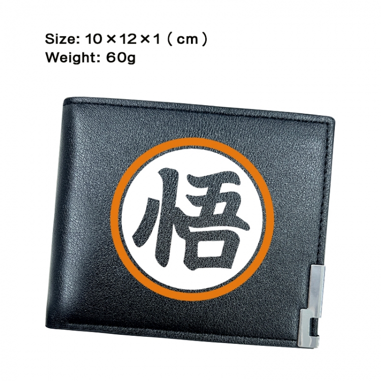 DRAGON BALL Anime Peripheral PU Half Fold Black Leather Wallet Zero Wallet 10x12x1cm