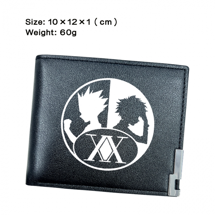 HunterXHunter Anime Peripheral PU Half Fold Black Leather Wallet Zero Wallet 10x12x1cm