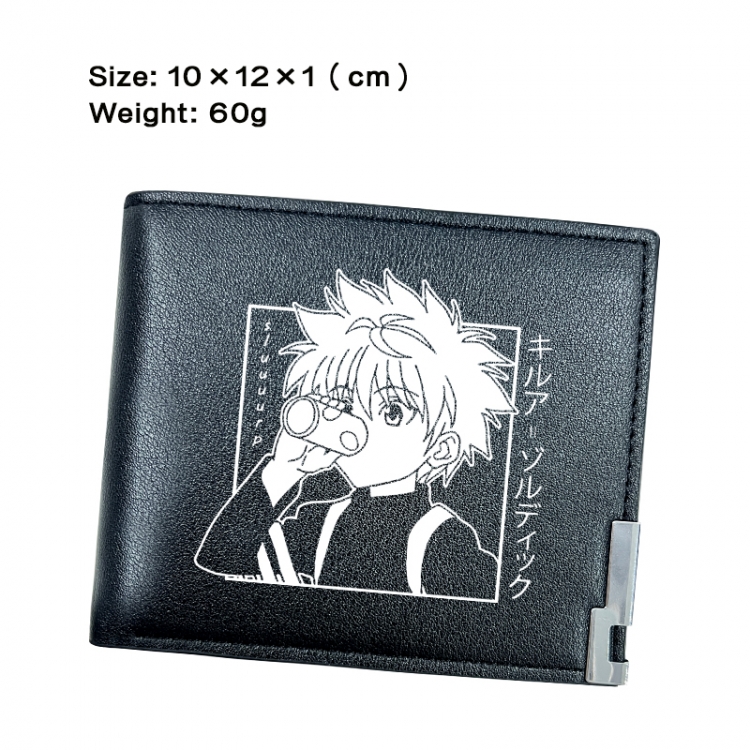 HunterXHunter Anime Peripheral PU Half Fold Black Leather Wallet Zero Wallet 10x12x1cm
