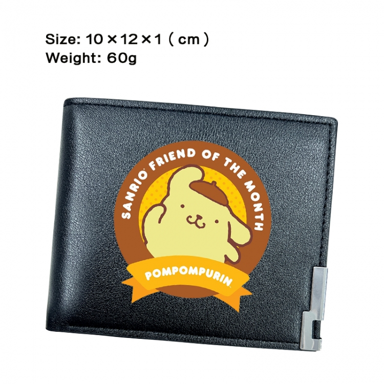 sanrio Anime Peripheral PU Half Fold Black Leather Wallet Zero Wallet 10x12x1cm