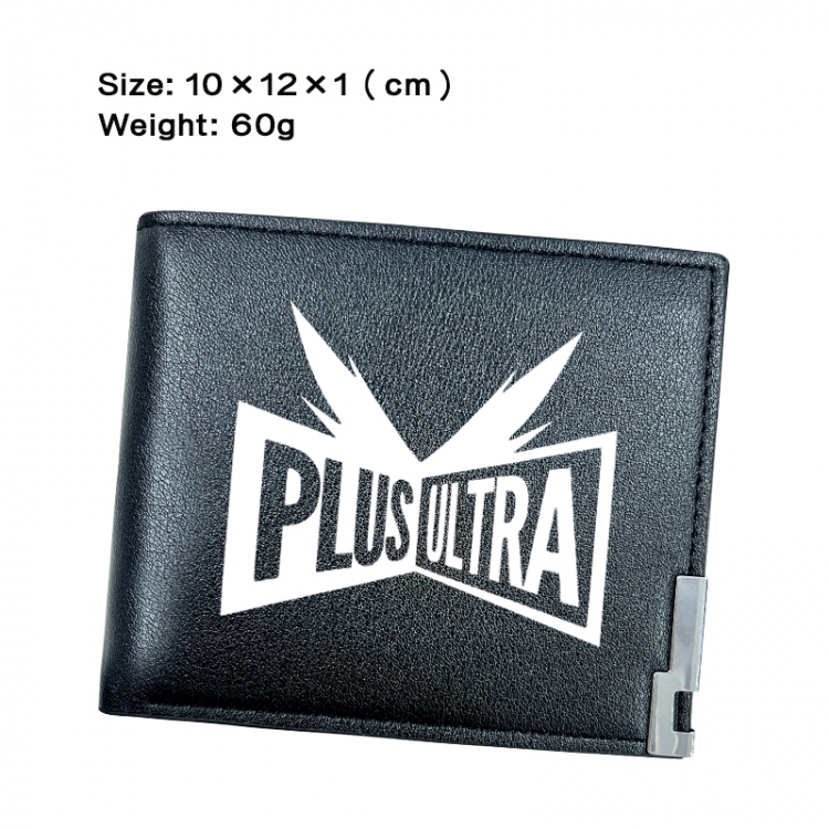 My Hero Academia Anime Peripheral PU Half Fold Black Leather Wallet Zero Wallet 10x12x1cm