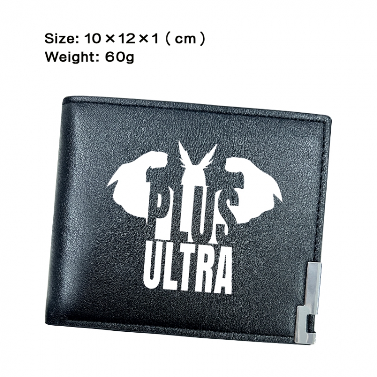 My Hero Academia Anime Peripheral PU Half Fold Black Leather Wallet Zero Wallet 10x12x1cm