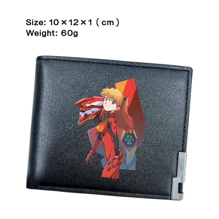 EVA Anime Peripheral PU Half Fold Black Leather Wallet Zero Wallet 10x12x1cm